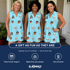 Friends in matching Women's Cork Kisses Custom Face V-Neck Dress — a group gift photo