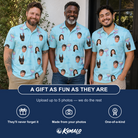 Friends in matching Men's Cork Kisses Custom Face Polo Shirt — a group gift photo