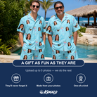 Friends in matching Men's Cork Kisses Custom Face Shirt & Shorts Set — a group gift photo