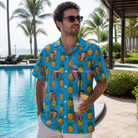 Real-life photo of someone wearing Men's Exotic Excursion Custom Face Hawaiian Shirt — custom faces printed all-over