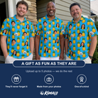 Friends in matching Men's Exotic Excursion Custom Face Polo Shirt — a group gift photo