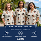 Friends in matching Women's Fruitful Foursome Custom Face Hawaiian Shirt — a group gift photo