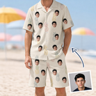 Man wearing Men's Fruitful Foursome Custom Face Shirt & Shorts Set — custom faces printed all-over