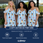 Friends in matching Women's Awning Outing Custom Face Off-Shoulder Dress — a group gift photo