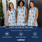Friends in matching Women's Awning Outing Custom Face V-Neck Dress — a group gift photo