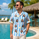 Real-life photo of someone wearing Men's Awning Outing Custom Face Hawaiian Shirt — custom faces printed all-over