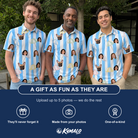Friends in matching Men's Awning Outing Custom Face Polo Shirt — a group gift photo