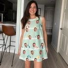 Real-life photo of someone wearing Women's Beach Ballad Custom Face Tank Dress — custom faces printed all-over