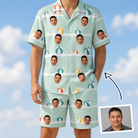 Man wearing Men's Beach Ballad Custom Face Shirt & Shorts Set — custom faces printed all-over