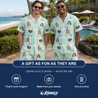 Friends in matching Men's Beach Ballad Custom Face Shirt & Shorts Set — a group gift photo