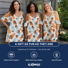 Friends in matching Women's Spiky Staycation Custom Face Off-Shoulder Dress — a group gift photo