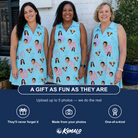 Friends in matching Women's Flipflop Fanfare Custom Face V-Neck Dress — a group gift photo