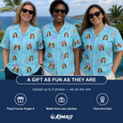 Friends in matching Women's Flipflop Fanfare Custom Face Hawaiian Shirt — a group gift photo