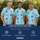 Friends in matching Men's Flipflop Fanfare Custom Face Polo Shirt — a group gift photo