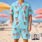 Man wearing Men's Flipflop Fanfare Custom Face Shirt & Shorts Set — custom faces printed all-over