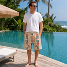 Real-life photo of someone wearing Men's Sole Mates Custom Face Beach Shorts — custom faces printed all-over