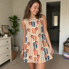 Real-life photo of someone wearing Women's Sole Mates Custom Face Tank Dress — custom faces printed all-over