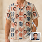 Man wearing Men's Sole Mates Custom Face Hawaiian Shirt — custom faces printed all-over