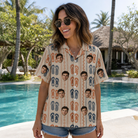 Real-life photo of someone wearing Women's Sole Mates Custom Face Hawaiian Shirt — custom faces printed all-over