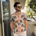 Real-life photo of someone wearing Men's Sole Mates Custom Face Polo Shirt — custom faces printed all-over