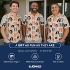 Friends in matching Men's Sole Mates Custom Face Polo Shirt — a group gift photo