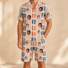 Model wearing Men's Sole Mates Custom Face Shirt & Shorts Set printed with kids' faces