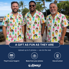 Friends in matching Men's Poolside Pips Custom Face Hawaiian Shirt — a group gift photo