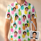 Man wearing Men's Poolside Pips Custom Face Polo Shirt — custom faces printed all-over