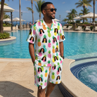 Real-life photo of someone wearing Men's Poolside Pips Custom Face Shirt & Shorts Set — custom faces printed all-over