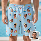 Man wearing Men's Family Floaties Custom Face Beach Shorts — custom faces printed all-over