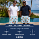 Friends in matching Men's Family Floaties Custom Face Beach Shorts — a group gift photo