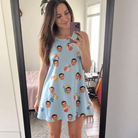 Real-life photo of someone wearing Women's Family Floaties Custom Face Tank Dress — custom faces printed all-over