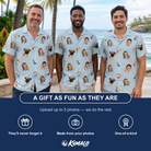Friends in matching Men's Family Floaties Custom Face Hawaiian Shirt — a group gift photo