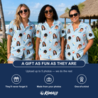 Friends in matching Women's Family Floaties Custom Face Hawaiian Shirt — a group gift photo