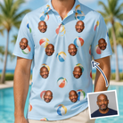 Man wearing Men's Family Floaties Custom Face Polo Shirt — custom faces printed all-over