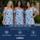 Friends in matching Women's Tri-Tone Tints Custom Face Off-Shoulder Dress — a group gift photo