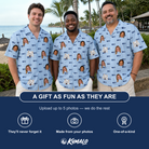 Friends in matching Men's Tri-Tone Tints Custom Face Hawaiian Shirt — a group gift photo