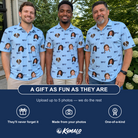 Friends in matching Men's Tri-Tone Tints Custom Face Polo Shirt — a group gift photo