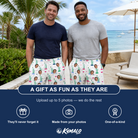 Friends in matching Men's Lady Landmark Custom Face Beach Shorts — a group gift photo