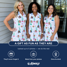 Friends in matching Women's Lady Landmark Custom Face V-Neck Dress — a group gift photo