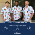 Friends in matching Men's Lady Landmark Custom Face Polo Shirt — a group gift photo