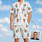 Man wearing Men's Lady Landmark Custom Face Shirt & Shorts Set — custom faces printed all-over
