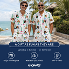 Friends in matching Men's Lady Landmark Custom Face Shirt & Shorts Set — a group gift photo
