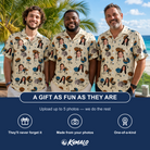 Friends in matching Men's Sovereign Sizzle Custom Face Hawaiian Shirt — a group gift photo