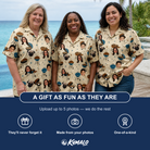 Friends in matching Women's Sovereign Sizzle Custom Face Hawaiian Shirt — a group gift photo