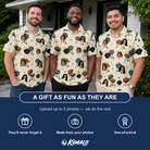 Friends in matching Men's Sovereign Sizzle Custom Face Polo Shirt — a group gift photo