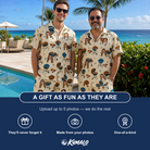 Friends in matching Men's Sovereign Sizzle Custom Face Shirt & Shorts Set — a group gift photo