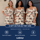 Friends in matching Women's Indie Optics Custom Face Off-Shoulder Dress — a group gift photo
