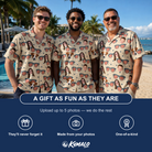Friends in matching Men's Indie Optics Custom Face Hawaiian Shirt — a group gift photo