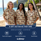 Friends in matching Women's Indie Optics Custom Face Hawaiian Shirt — a group gift photo